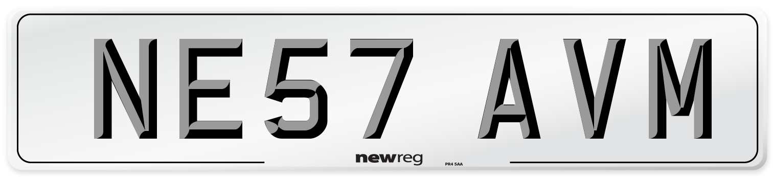 NE57 AVM Number Plate from New Reg